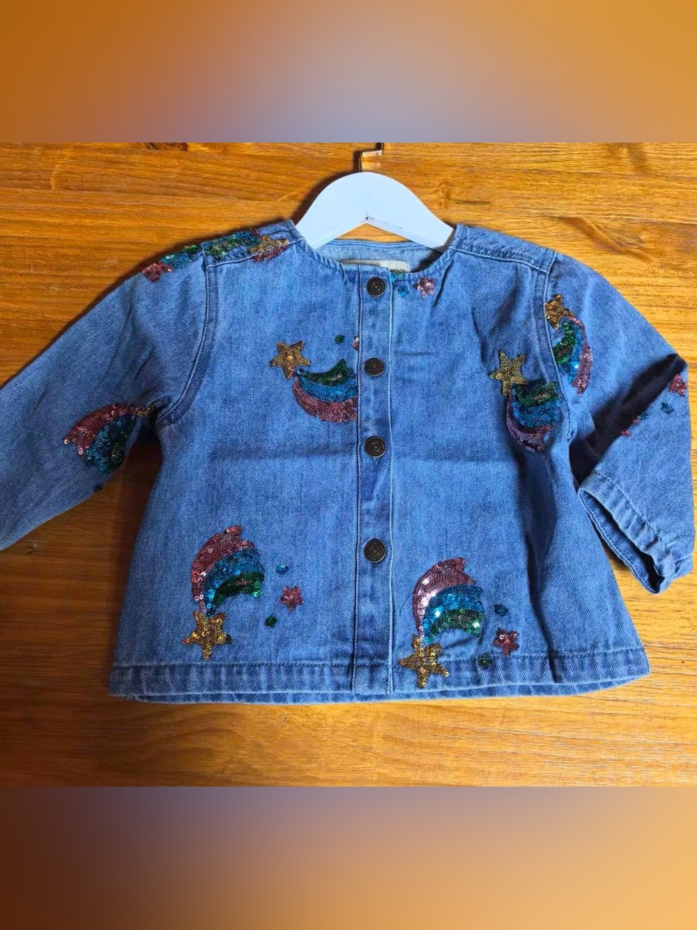 🆕 Konges Slojd magot sequin denim jacket - Rainbow Star - size 2Y - Picture 3 of 6